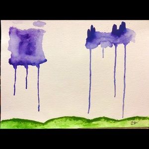 Original art mixed media landscape purple green